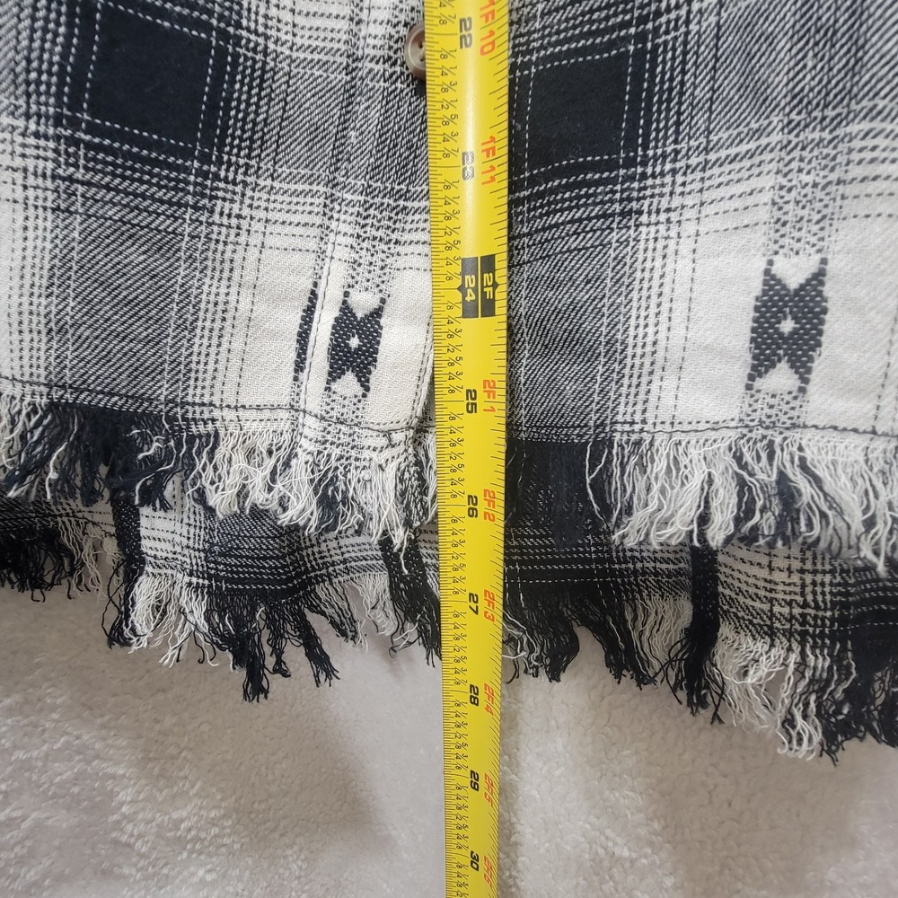 NWT $79 Lucky Brand Raw Edge Plaid Cropped Western Button-Down Cotton Flannel XL - Picture 8 of 11